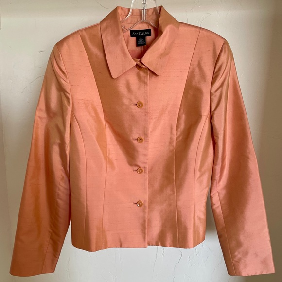 NWT ANN TAYLOR Peach SILK Lightweight JACKET Size 8 - Picture 8 of 10